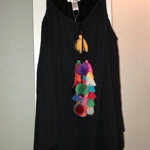 Cold Shoulder Dress with Tassel Detail